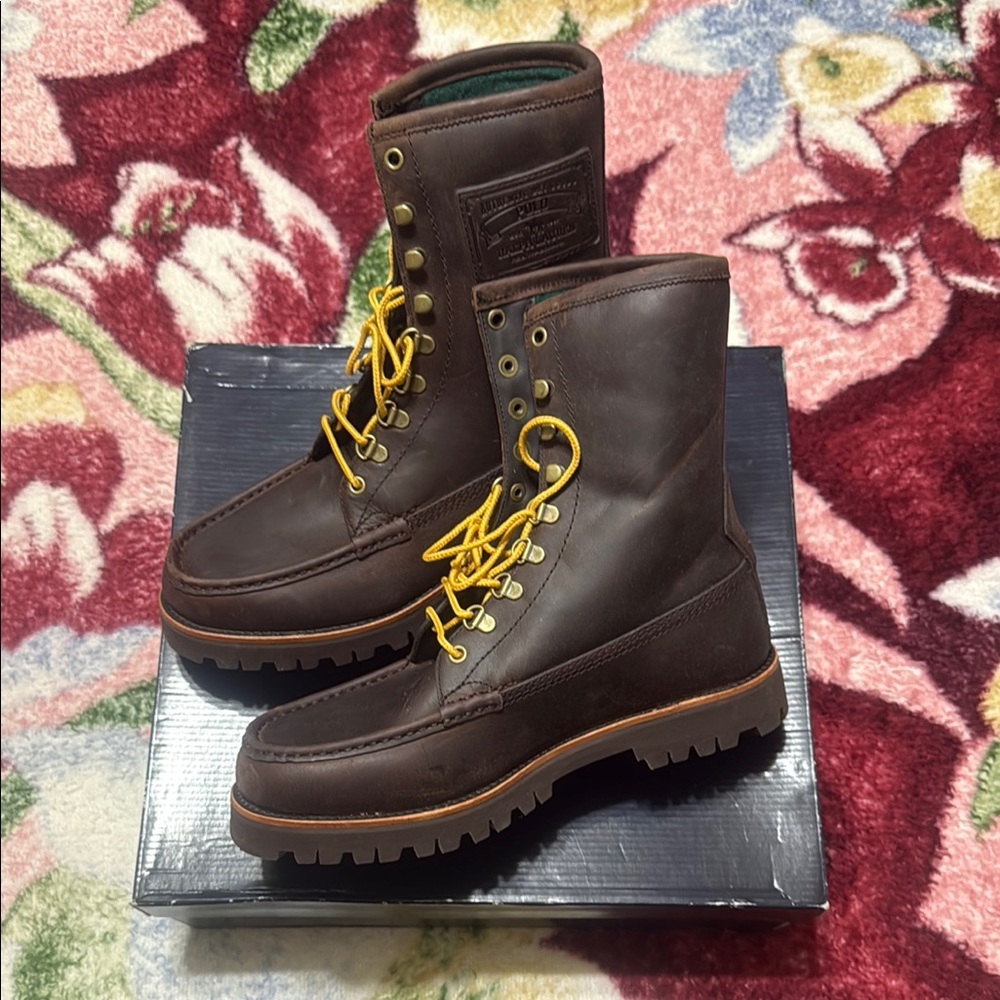 Ralph Lauren Brown and Yellow Rugged Boots
